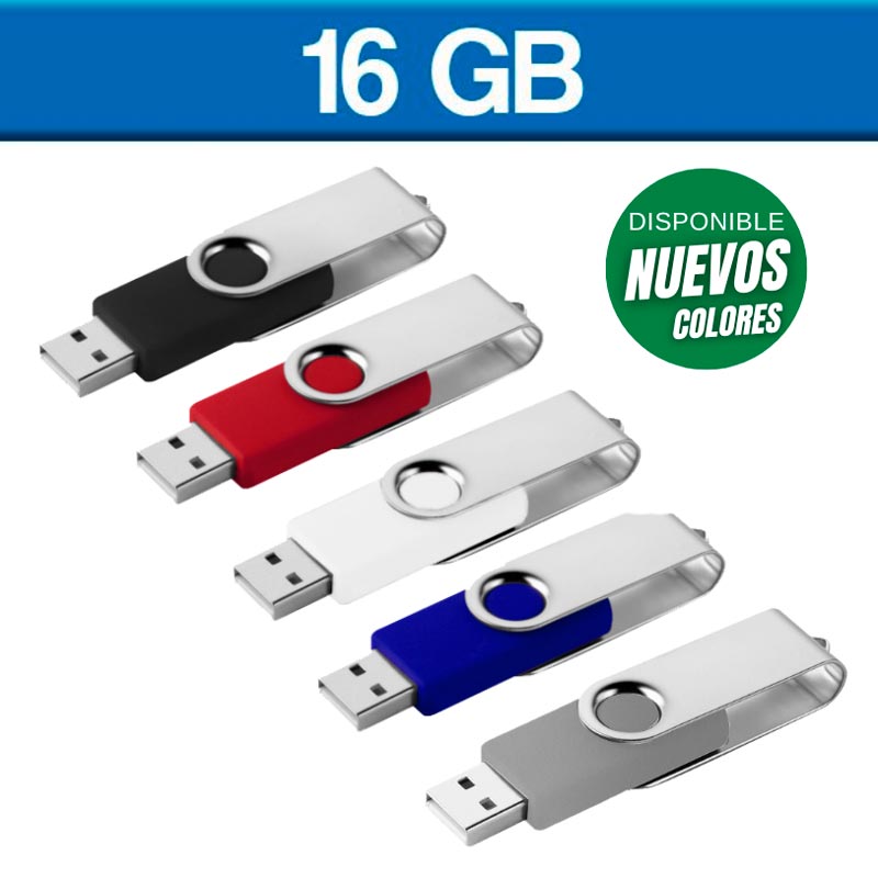 Memoria USB Giratoria London 16GB. Incluye cordón del mismo color de la memoria.