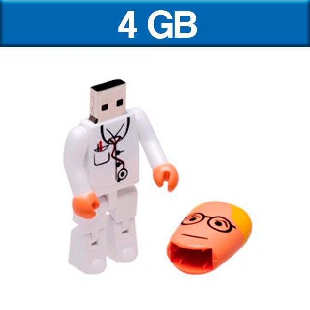 Memoria USB en forma de médica. 4GB de capacidad. 