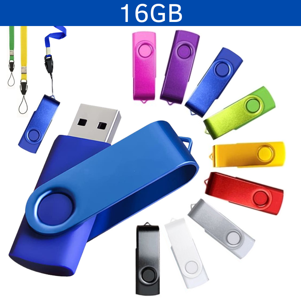 USB giratoria con clip del mismo color que la USB en capacidad de 16GB.